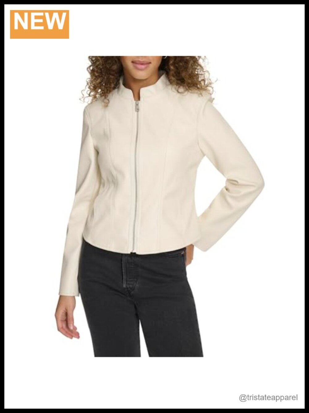 Faux Leather Lightweight Cut Racer Jacket Moto Zip Jacket